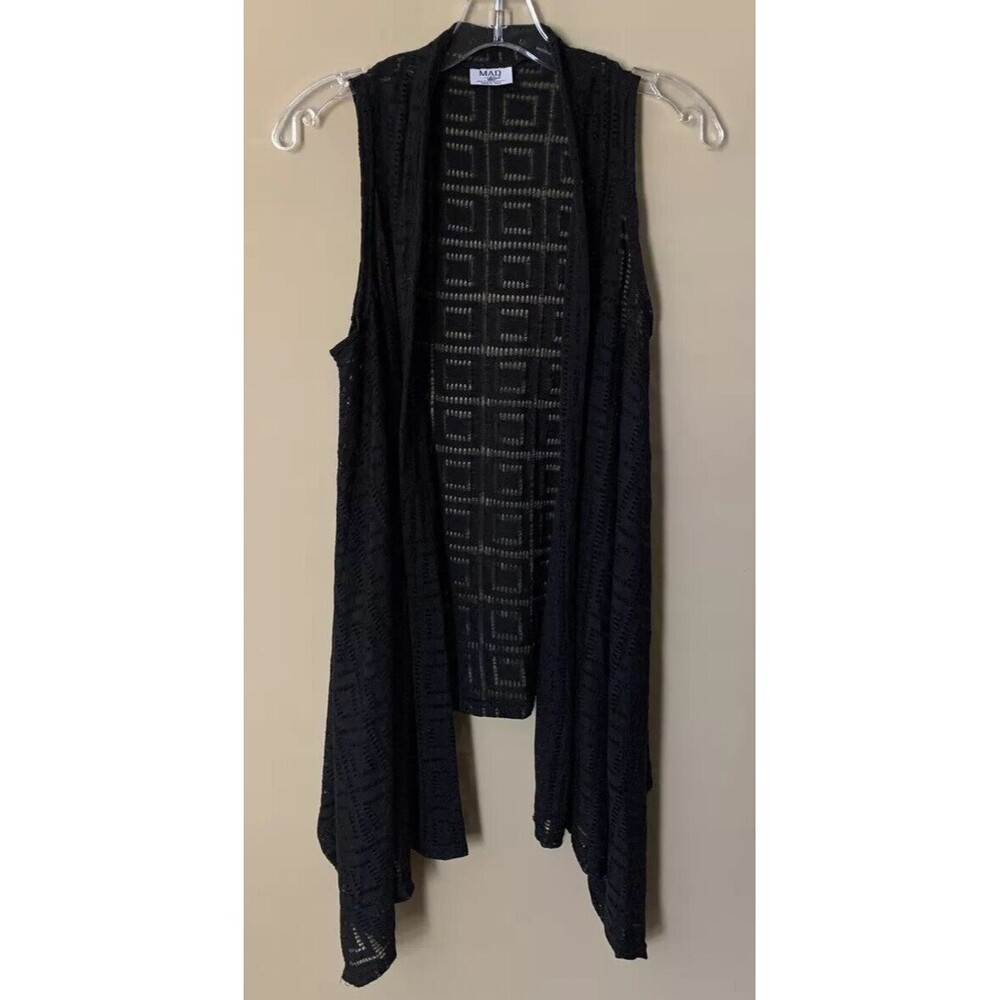 Mad Style Women’s Open Front Cardigan Sweater Black Scarf Neckline One Size B1